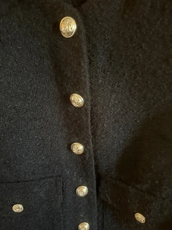 Universal Thread Black Bouclé Gold Metal Lady Button-Front Jacket Size S - Picture 4 of 9